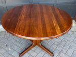 REFINISHED Rare MCM SOLID Rosewood Table Round w 1 Leaf 47