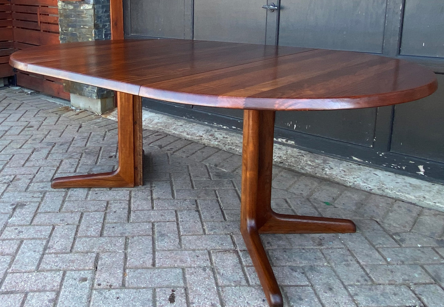 REFINISHED Rare MCM SOLID Rosewood Table Round w 1 Leaf 47" - 72" PERFECT