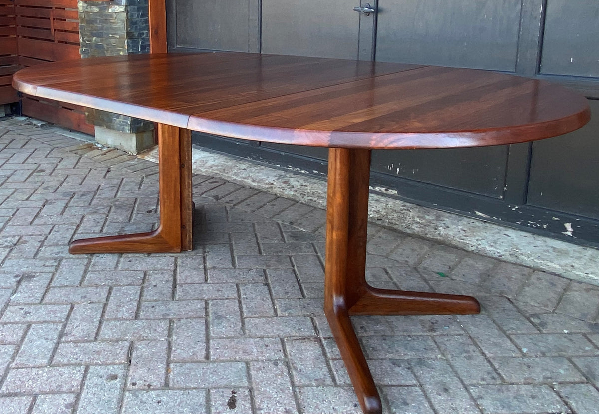 REFINISHED Rare MCM SOLID Rosewood Table Round w 1 Leaf 47