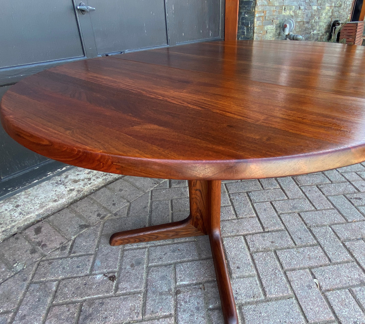 REFINISHED Rare MCM SOLID Rosewood Table Round w 1 Leaf 47" - 72" PERFECT