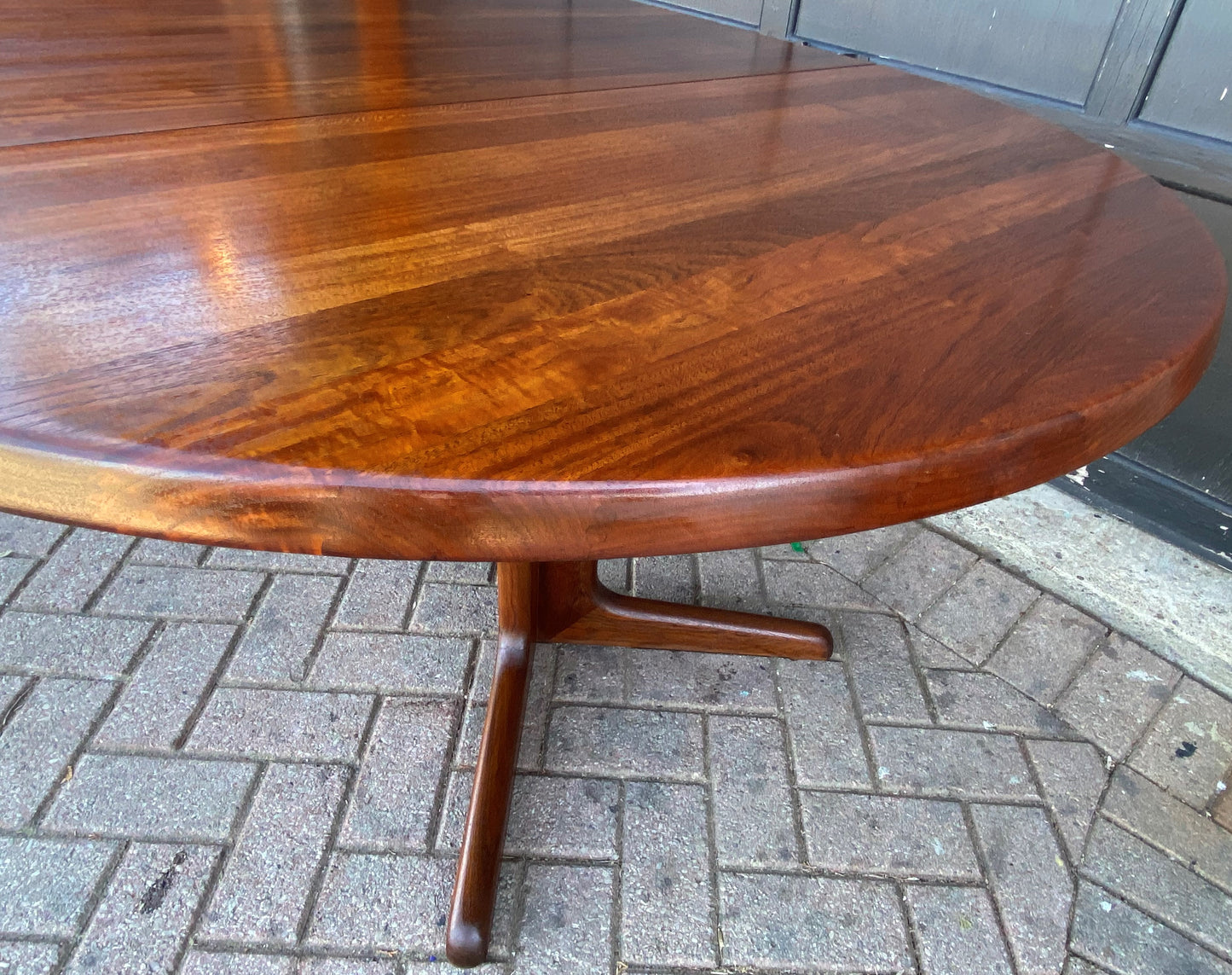 REFINISHED Rare MCM SOLID Rosewood Table Round w 1 Leaf 47" - 72" PERFECT