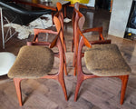 4 REFINISHED Mid Century Modern Teak Afromosia Chairs, will be REUPHOLSTERED 8