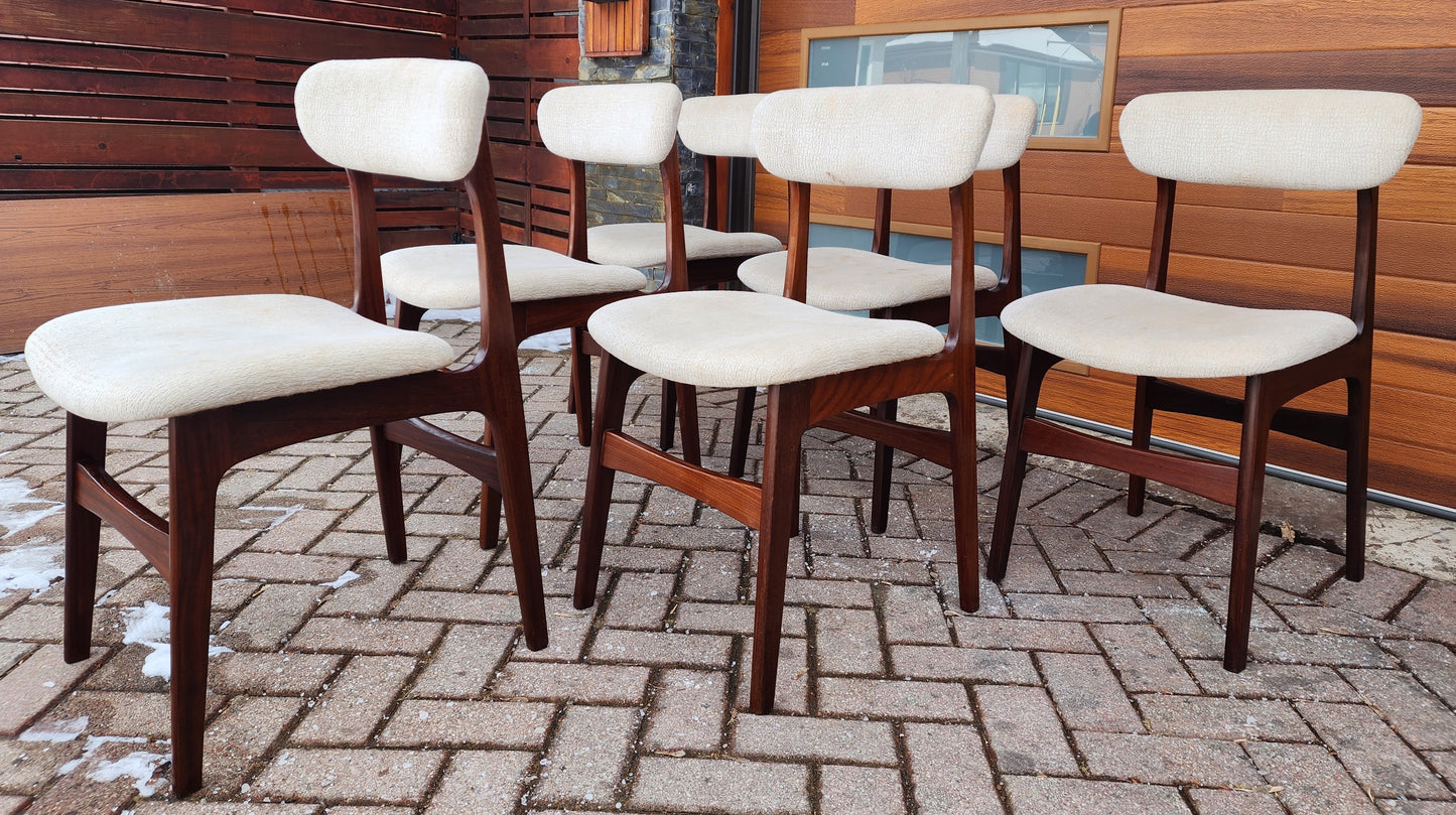 6 RESTORED Mid Century Modern Teak Chairs by R.Huber, will be Reupholstered