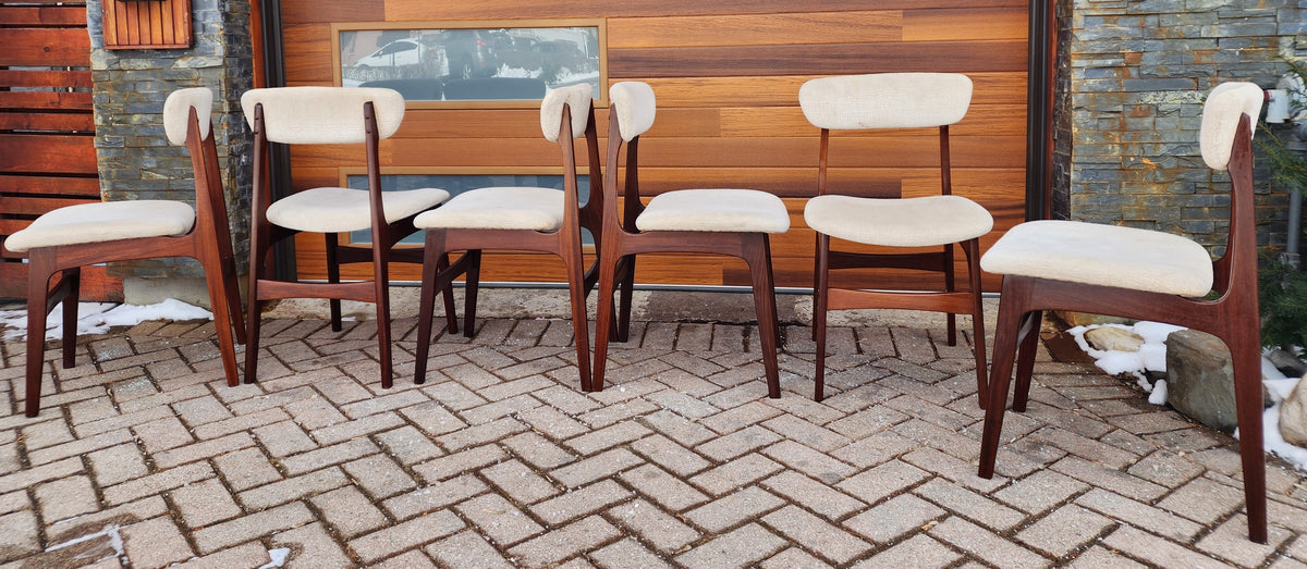 6 RESTORED Mid Century Modern Teak Chairs by R.Huber, will be Reupholstered