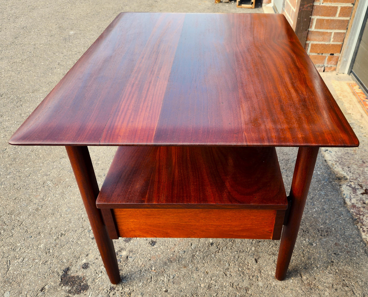 REFINISHED Mid Century Modern Solid Teak Side Table w Drawers by Imperial (2 available)