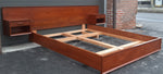 REFINISHED MCM SOLID Teak Platform Bed w floating nightstands Queen, PERFECT 6