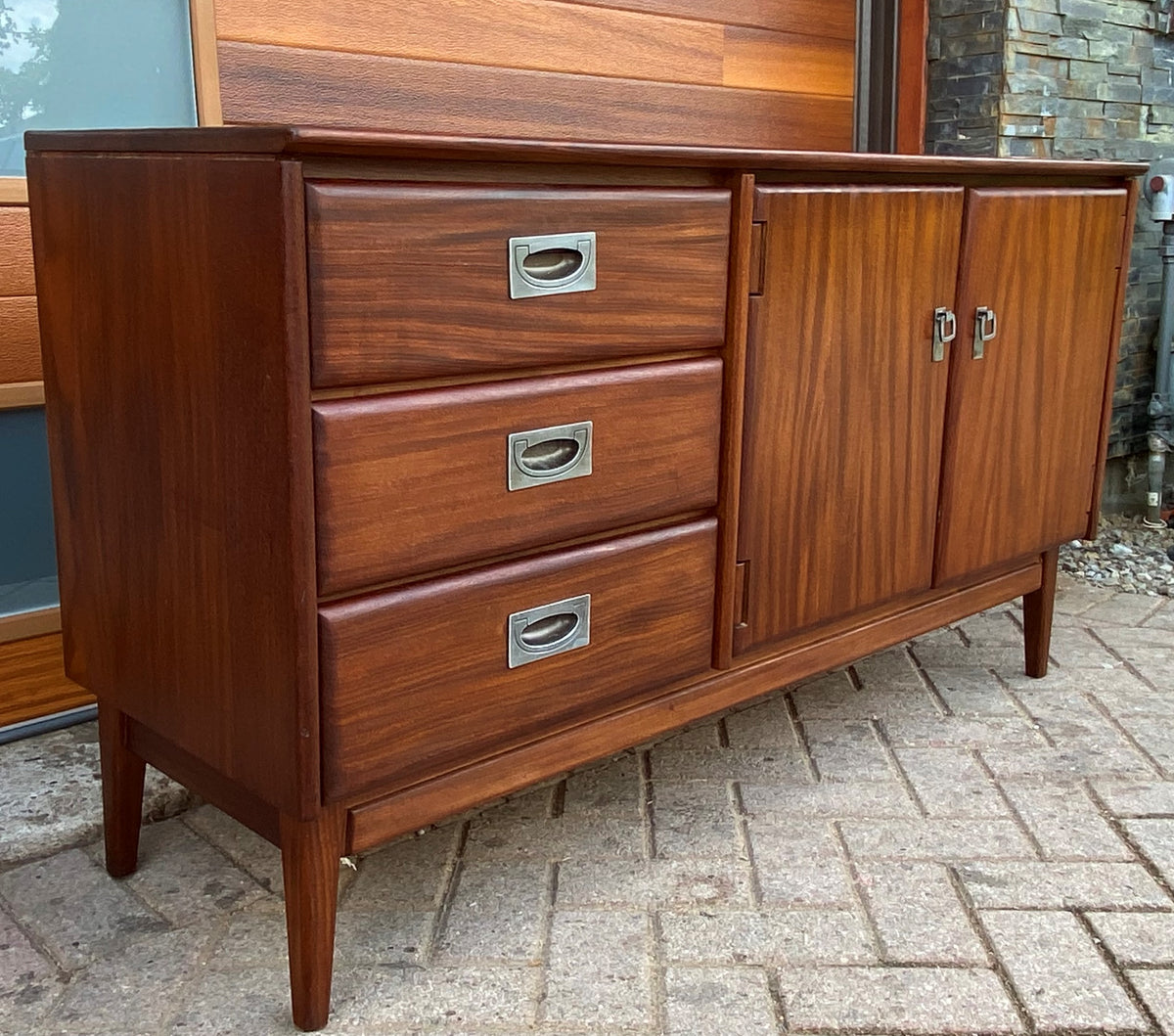 REFINISHED Mid Century Modern SOLID TEAK Buffet 54