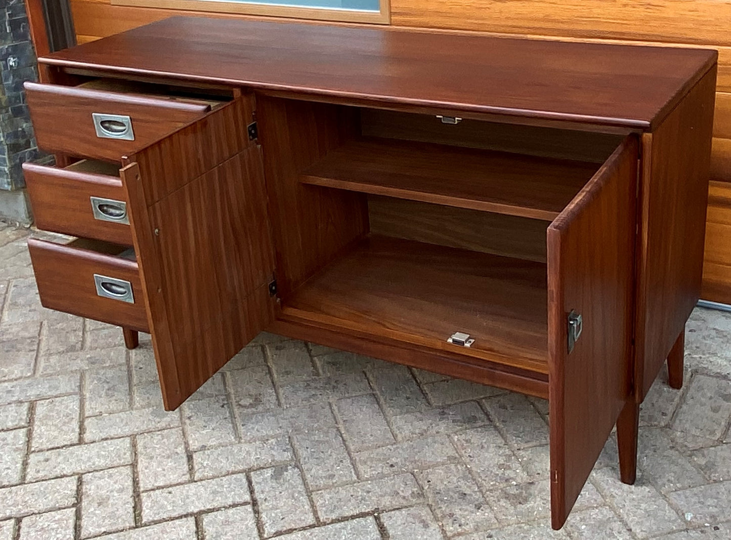 REFINISHED Mid Century Modern SOLID TEAK Buffet 54", PERFECT