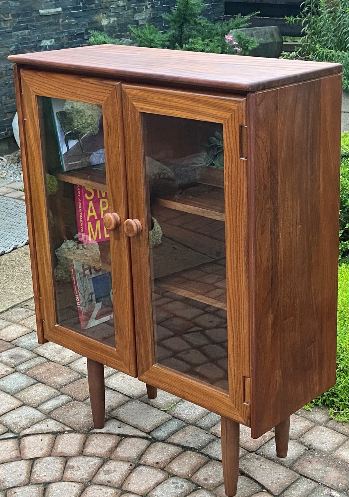 REFINISHED Mid Century Modern SOLID TEAK Bookcase 33.6