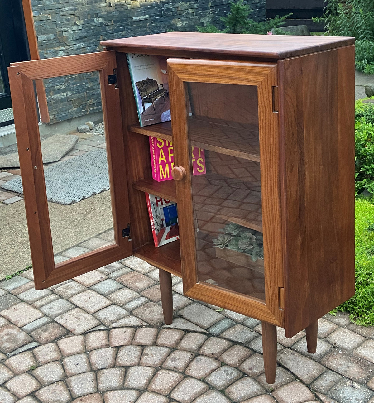 REFINISHED Mid Century Modern SOLID TEAK Bookcase 33.6