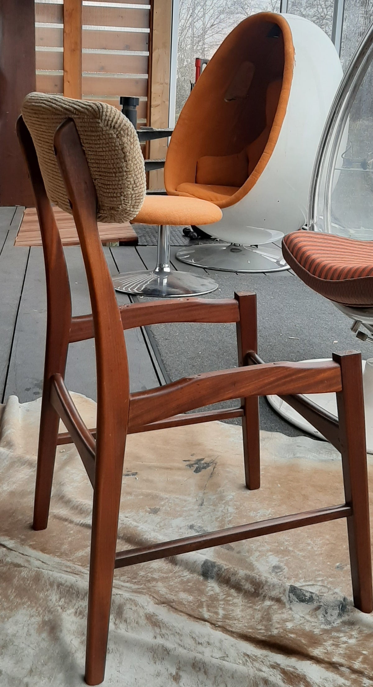 4 RESTORED MCM Solid Teak Chairs, ready for new upholstery, each $199 only - Mid Century Modern Toronto