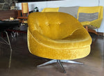 RESTORED MCM Round Swivel Chair Baughman Style in Mustard Yellow Wool Mohair 10