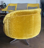 RESTORED MCM Round Swivel Chair Baughman Style in Mustard Yellow Wool Mohair 7