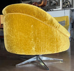 RESTORED MCM Round Swivel Chair Baughman Style in Mustard Yellow Wool Mohair 9