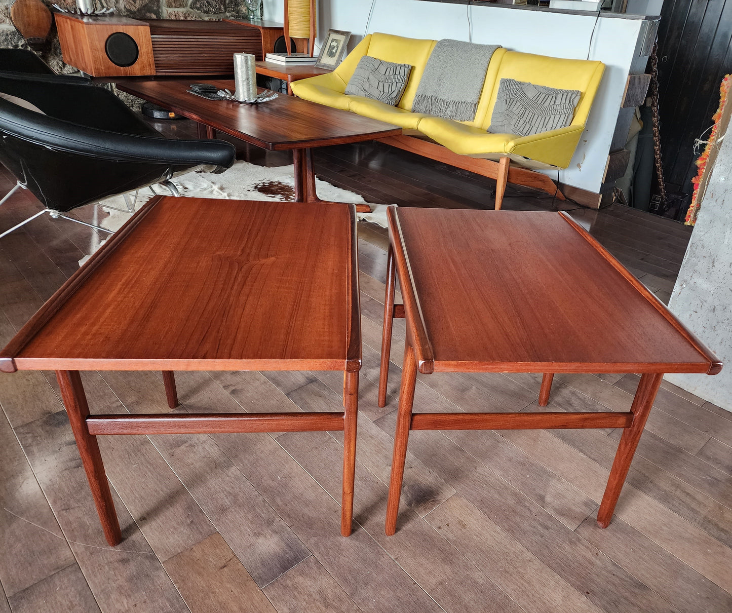 2 REFINISHED Mid Century Modern Teak Accent Tables