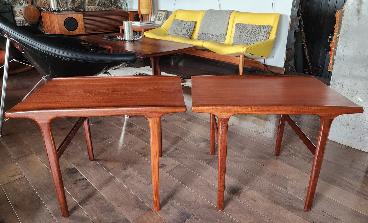 2 REFINISHED Mid Century Modern Teak Accent Tables