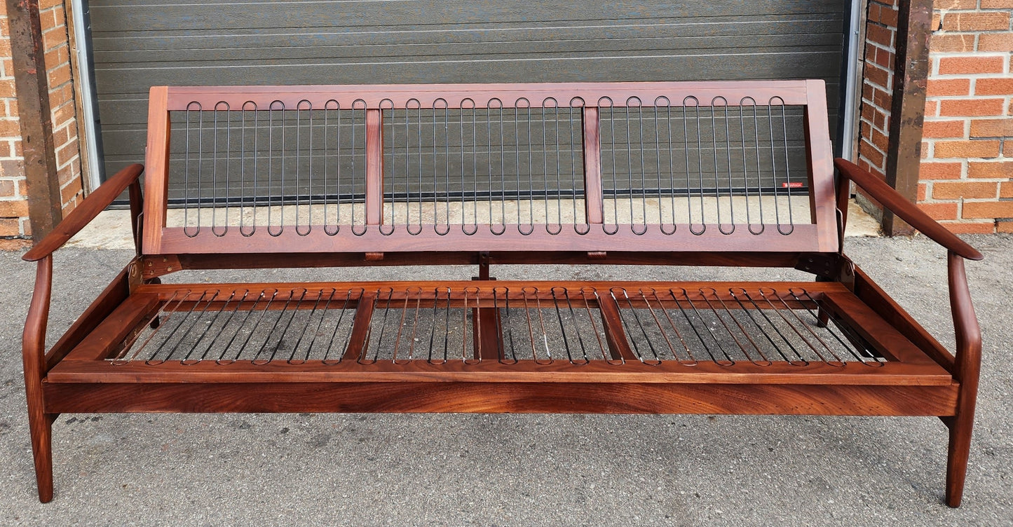 REFINISHED Mid Century Modern Solid Teak Sofa - Bed will get NEW CUSHIONS