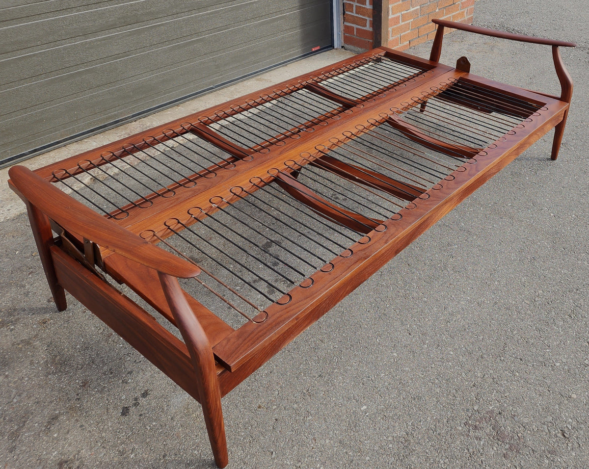 Choose Fabric***REFINISHED Mid Century Modern Solid Teak Sofa - Bed