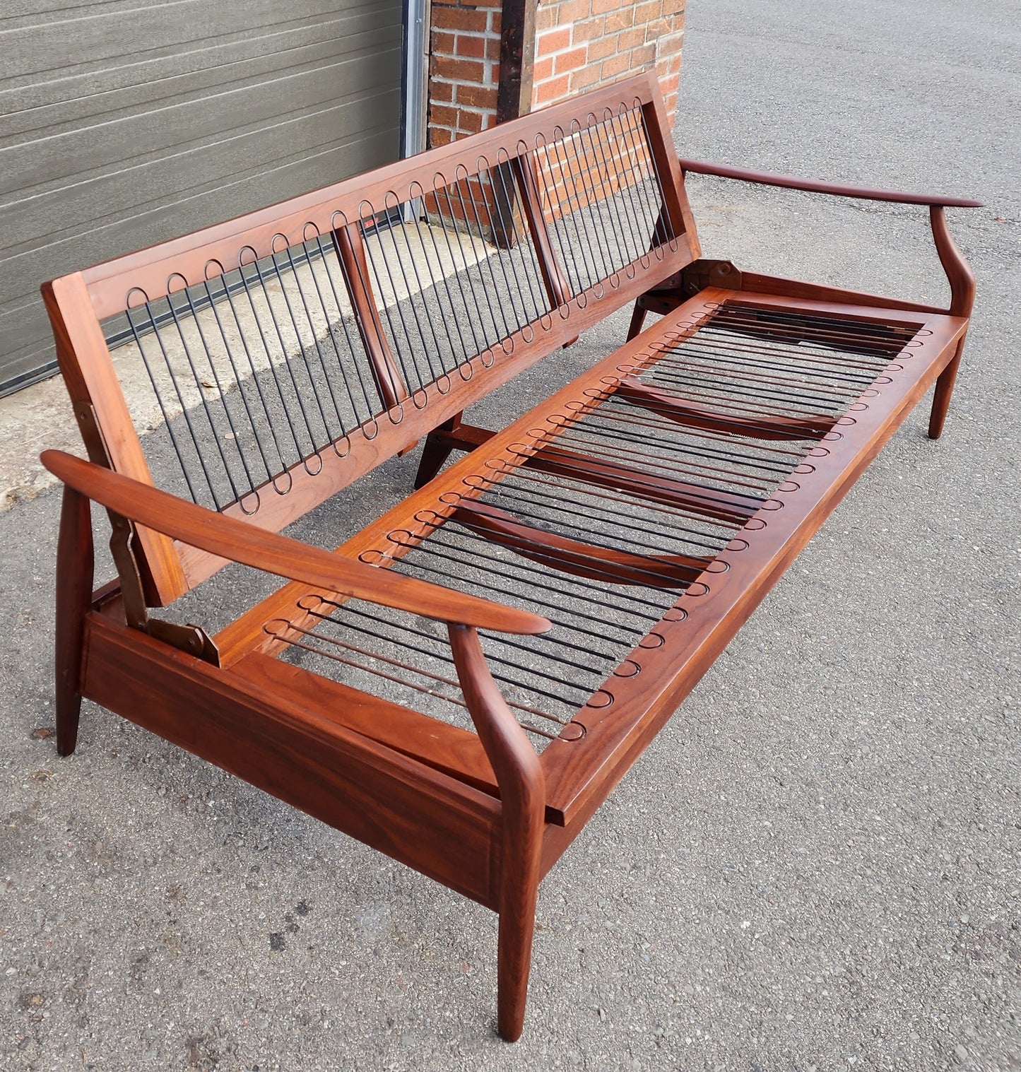 REFINISHED Mid Century Modern Solid Teak Sofa - Bed will get NEW CUSHIONS