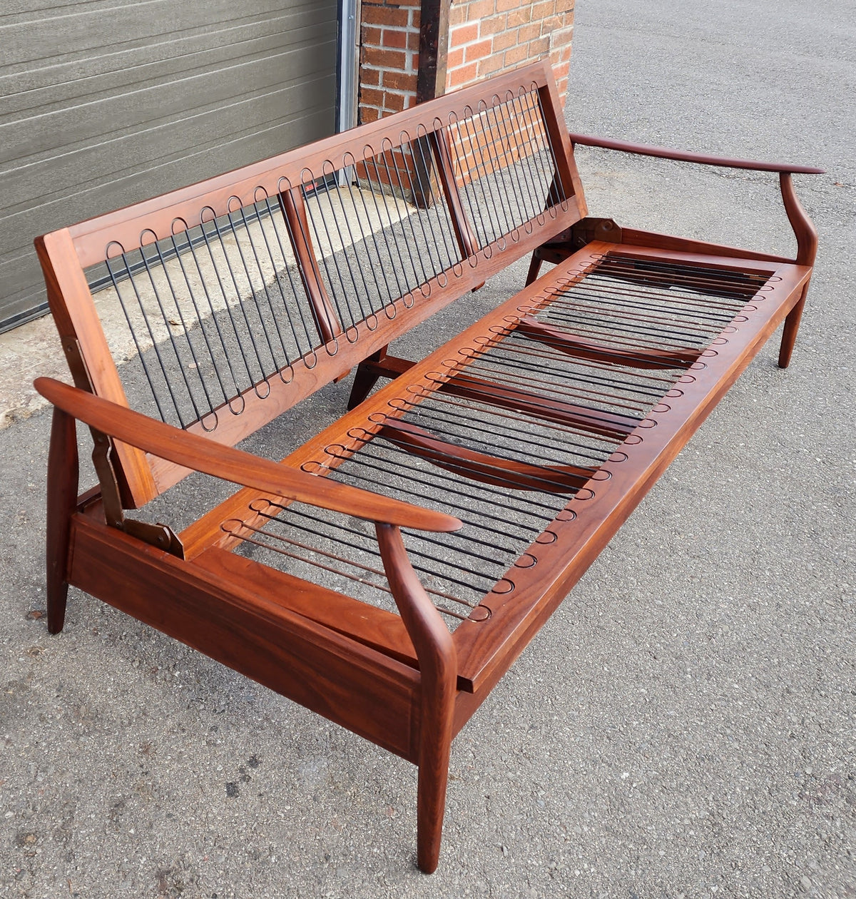 Choose Fabric***REFINISHED Mid Century Modern Solid Teak Sofa - Bed