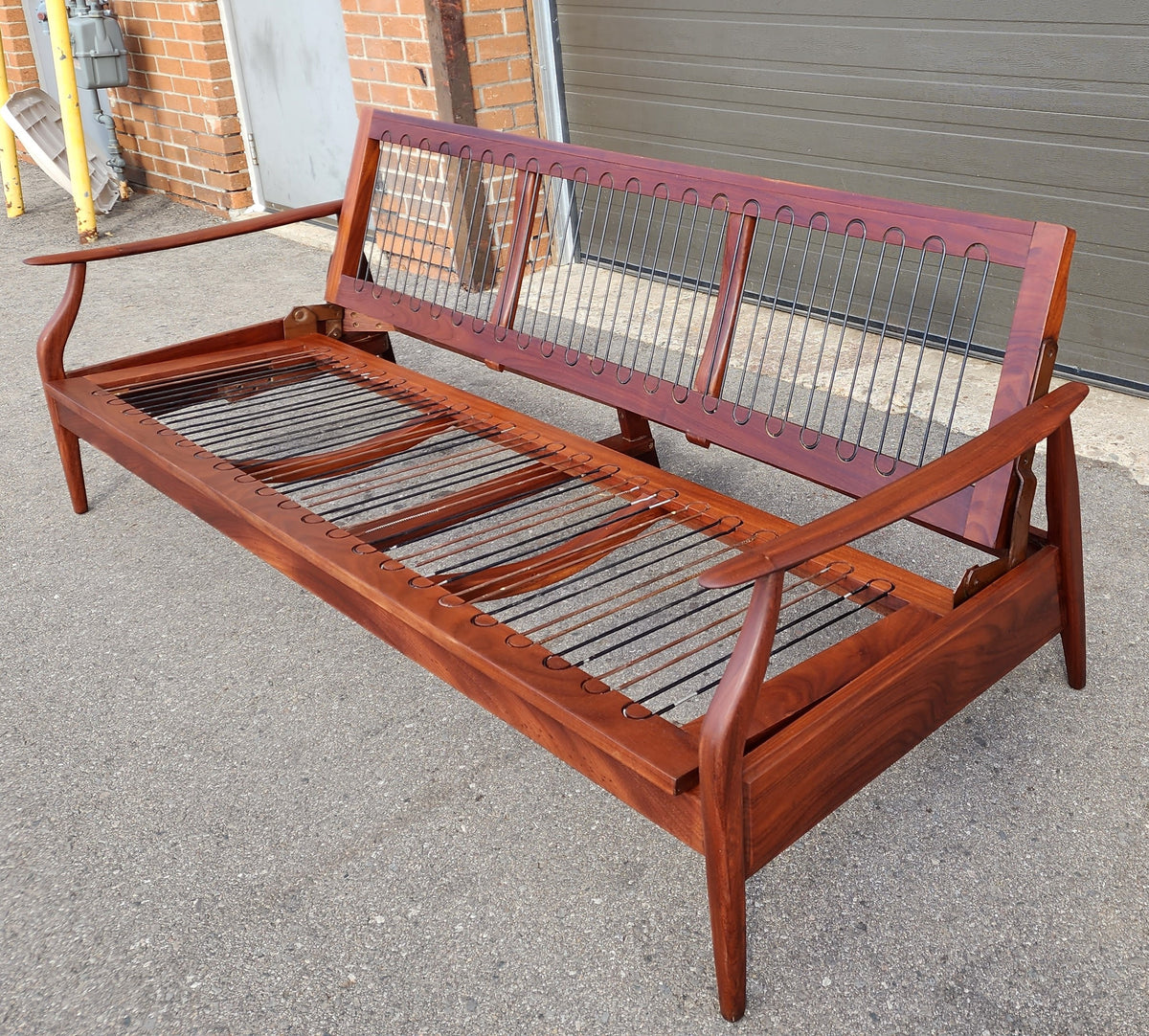 Choose Fabric***REFINISHED Mid Century Modern Solid Teak Sofa - Bed