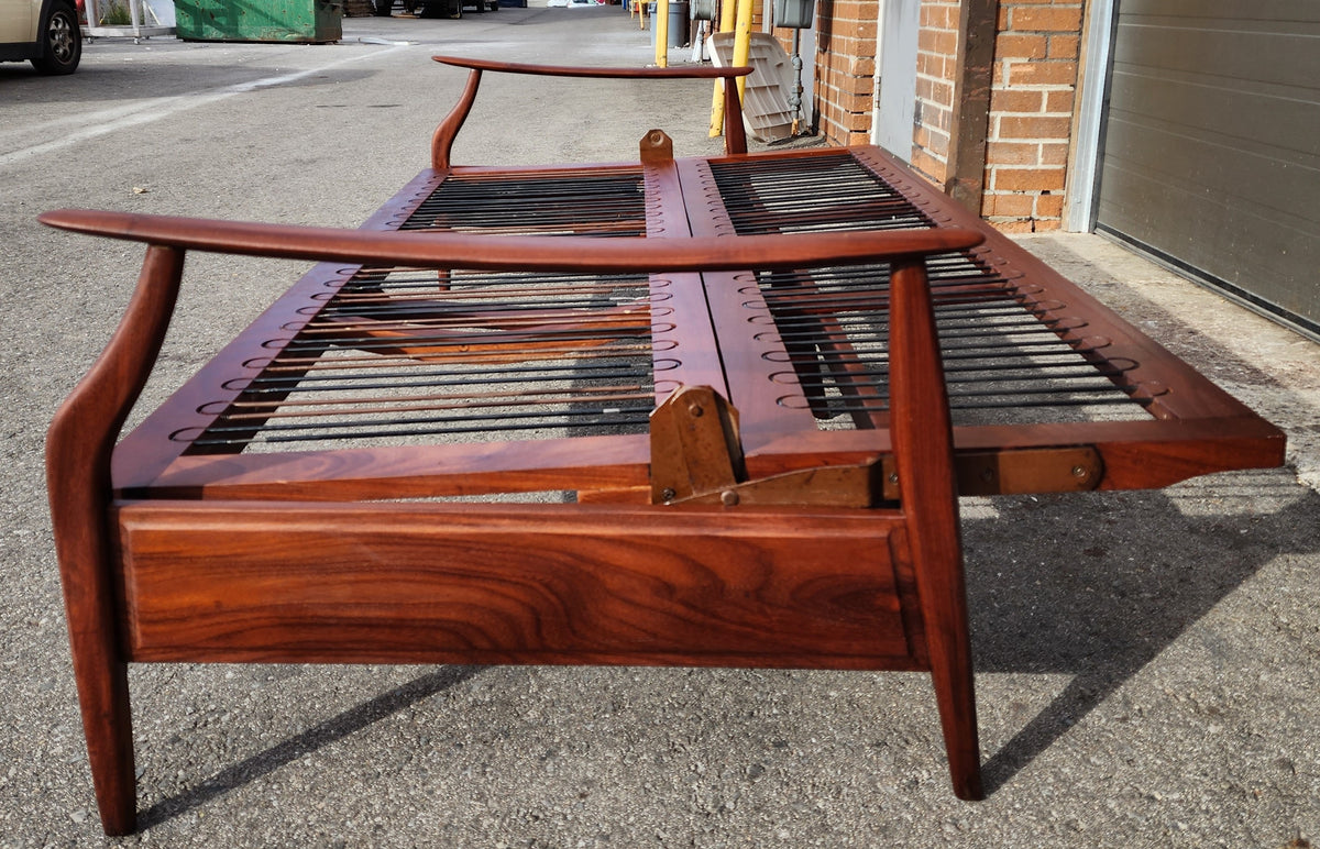 Choose Fabric***REFINISHED Mid Century Modern Solid Teak Sofa - Bed