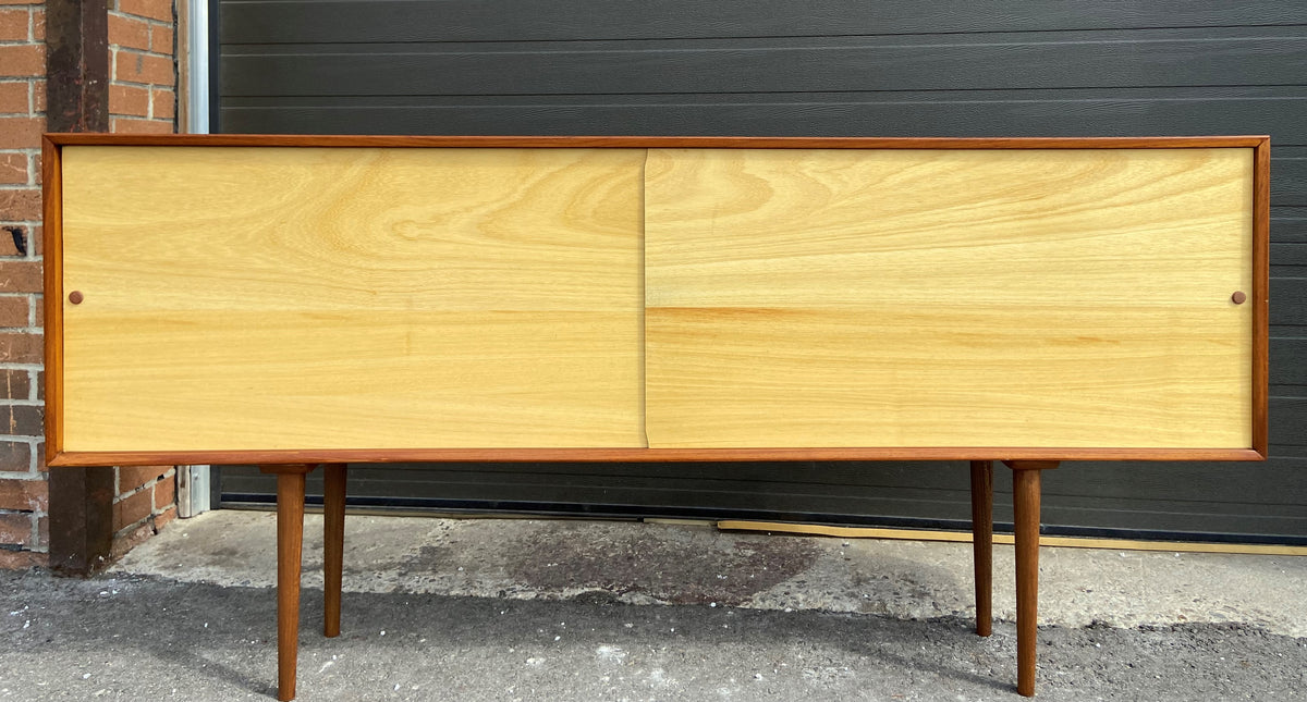 REFINISHED Mid Century Modern Teak & Birch Cabinet Narrow, 70.75