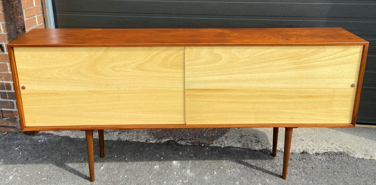 REFINISHED Mid Century Modern Teak & Birch Cabinet Narrow, 70.75