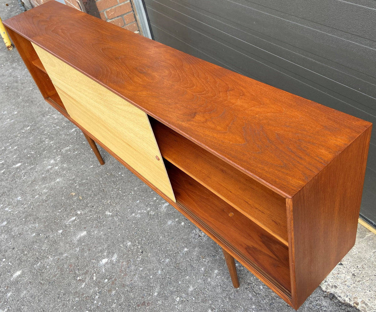 REFINISHED Mid Century Modern Teak & Birch Cabinet Narrow, 70.75