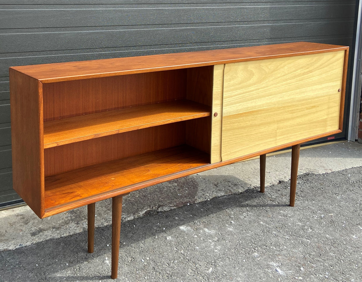REFINISHED Mid Century Modern Teak & Birch Cabinet Narrow, 70.75