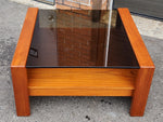 REFINISHED Mid Century Modern Teak & Glass Coffee Table with Storage 4