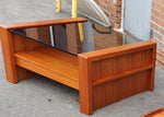 REFINISHED Mid Century Modern Teak & Glass Coffee Table with Storage 5