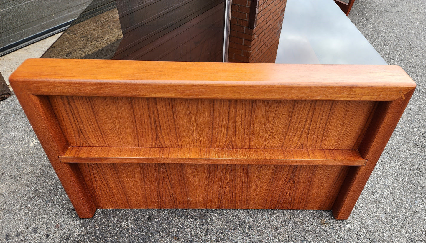 REFINISHED Mid Century Modern Teak & Glass Coffee Table with Storage