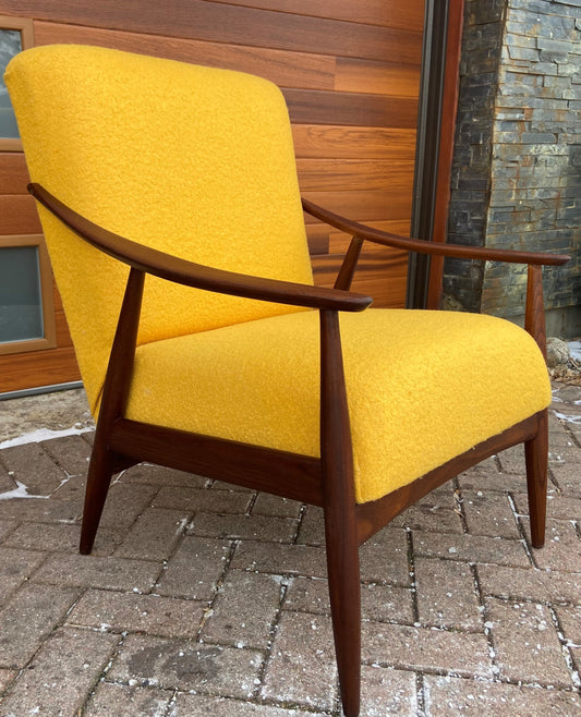 REFINISHED REUPHOLSTERED Mid-Century Modern Teak Armchair