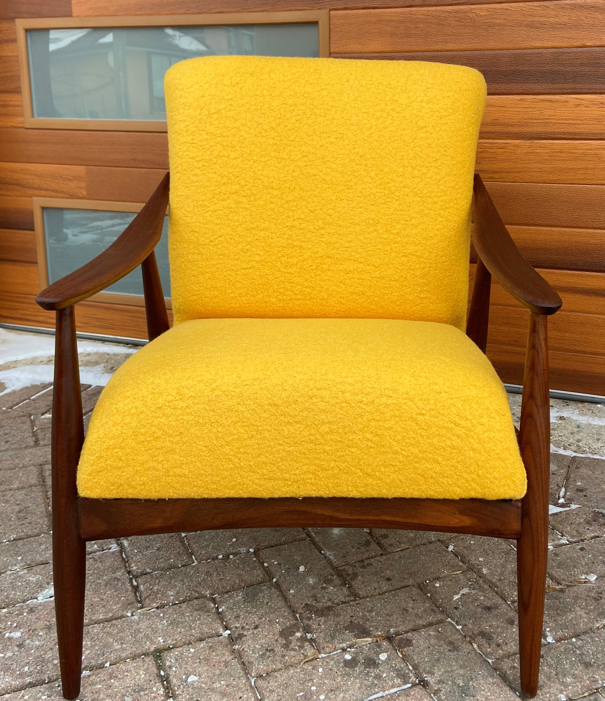 REFINISHED REUPHOLSTERED Mid-Century Modern Teak Armchair
