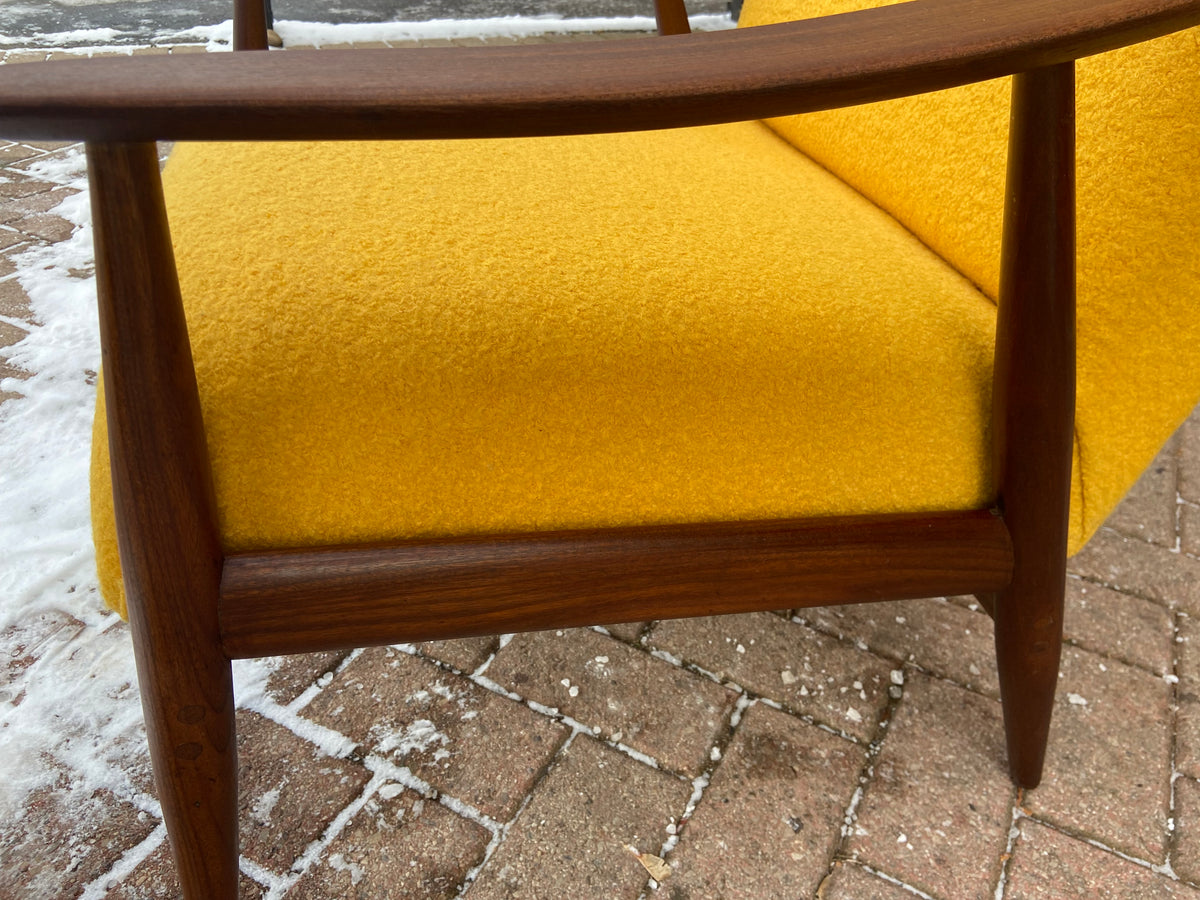 REFINISHED REUPHOLSTERED Mid-Century Modern Teak Armchair