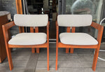 2 REFINISHED REUPHOLSTERED in Maharam Mid Century Modern teak armchairs, Perfect (3 pairs available) 3