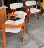 2 REFINISHED REUPHOLSTERED in Maharam Mid Century Modern teak armchairs, Perfect (3 pairs available) 4
