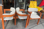 2 REFINISHED REUPHOLSTERED in Maharam Mid Century Modern teak armchairs, Perfect (3 pairs available) 5