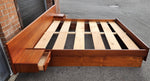 REFINISHED Mid Century Modern Teak Bed King w Floating Bedside Tables 1