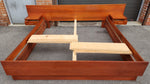 REFINISHED Mid Century Modern Teak Bed King w Floating Bedside Tables 10