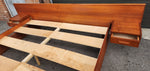 REFINISHED Mid Century Modern Teak Bed King w Floating Bedside Tables 13