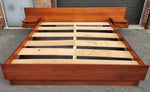 REFINISHED Mid Century Modern Teak Bed King w Floating Bedside Tables 6