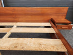 REFINISHED Mid Century Modern Teak Bed King w Floating Bedside Tables 8