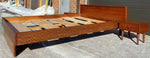 REFINISHED Mid Century Modern Teak Queen Bed w 2 Nightstands 4