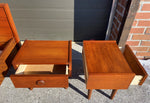 REFINISHED Mid Century Modern Teak Queen Bed w 2 Nightstands 9