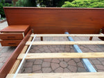 REFINISHED Danish Queen Mid Century Modern Teak Bed w floating nightstands, PERFECT 10