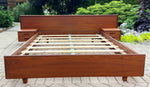 REFINISHED Danish Queen Mid Century Modern Teak Bed w floating nightstands, PERFECT 2
