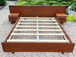 REFINISHED Danish Queen Mid Century Modern Teak Bed w floating nightstands, PERFECT 3