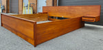 REFINISHED Mid Century Modern Teak Bed King w Floating Nightstands 2